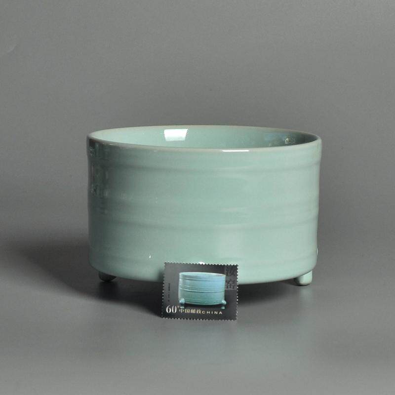 故宫博物馆复刻 汝窑炫纹尊 三足尊奁 原产地汝窑可以当茶洗摆件