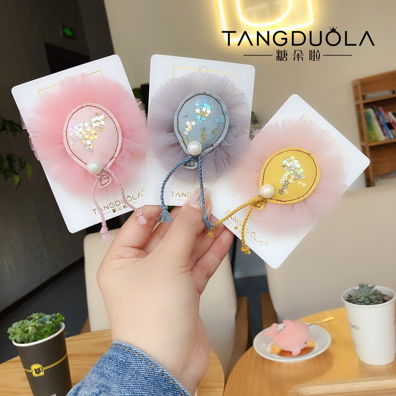 糖朵啦 韩国春款气球蕾丝儿童发夹 女孩公主顶夹发饰 宝宝小边夹