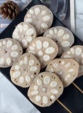 糯米藕串烧烤油炸新品素食小吃10串甜品串串新鲜冷冻半成品莲藕片