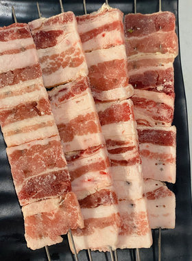 烧烤五花肉串厚切五花肉串铁签肉串烧烤串食材半成品五花肉片20串