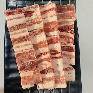 烧烤五花肉串厚切五花肉串铁签肉串烧烤串食材半成品五花肉片20串