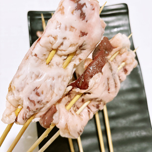 油包肝羊油包羊肝羊肉串羊肝串烧烤油炸半成品食材10支羊油包羊肝