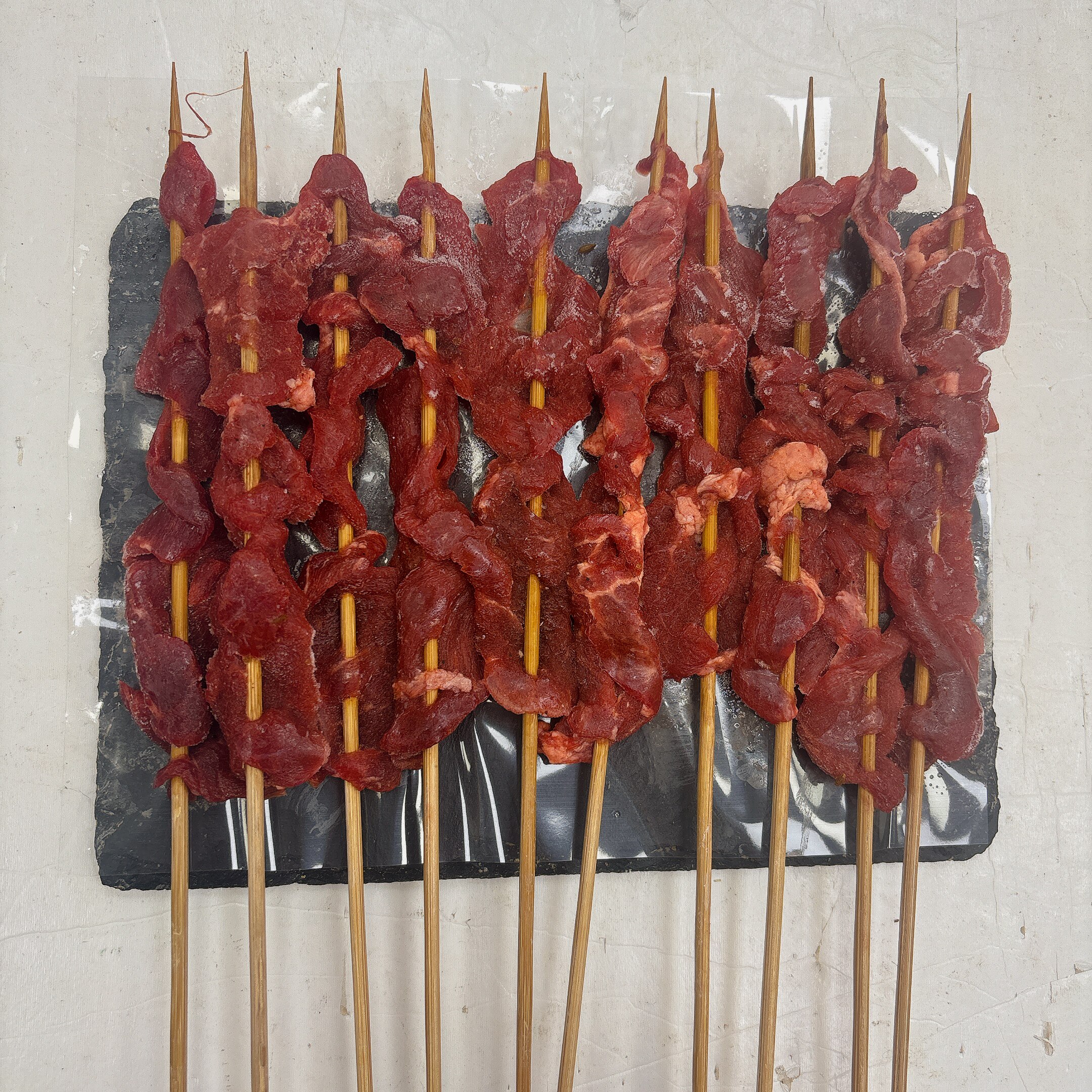 大刀牛肉串鲜切纯牛肉串30串烧烤油炸火锅串串香钵钵鸡半成品食材