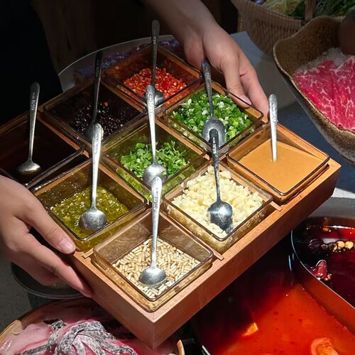 火锅烤肉店创意玻璃九宫格分格碟