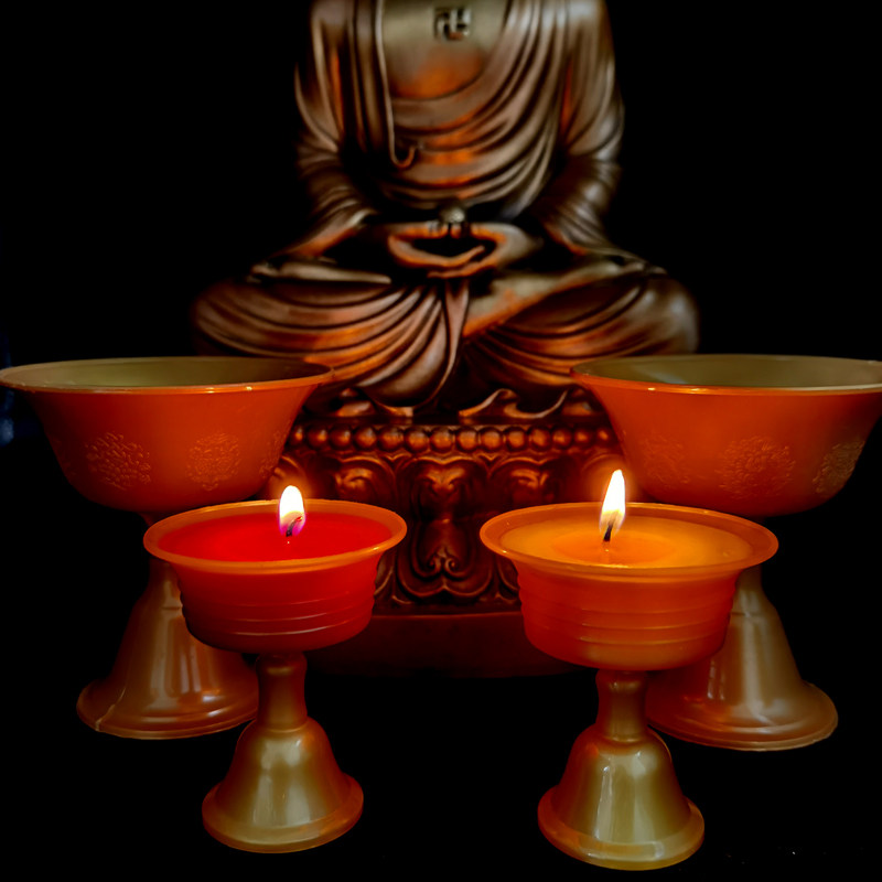 蜡烛4小时寺院供佛灯八吉祥供杯