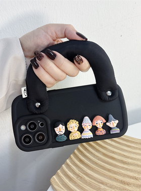 黑色立体公仔充棉腕带适用vivo IQOO neo9/8/7/6/5手机壳pro高级感neo9s pro+时尚z9女turbo全包Z10X保护套潮