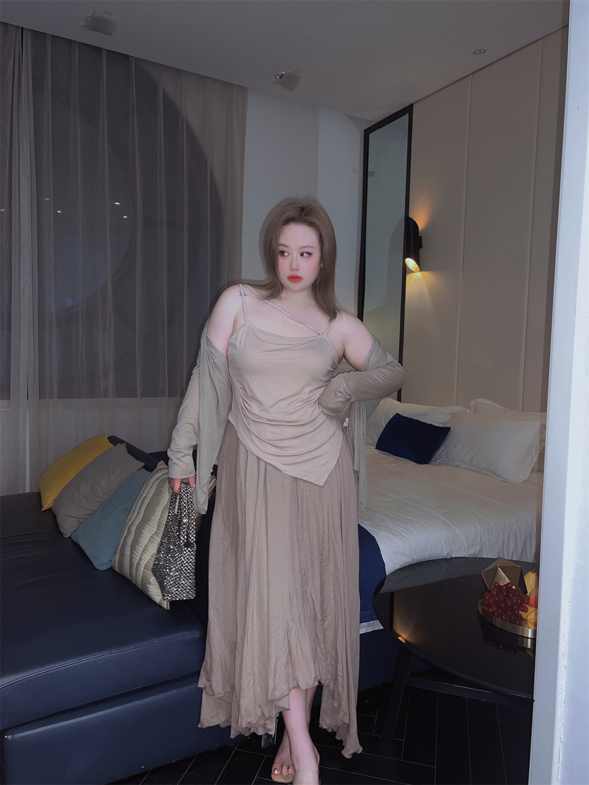 胖mm设计感国风套装纯欲感三件套