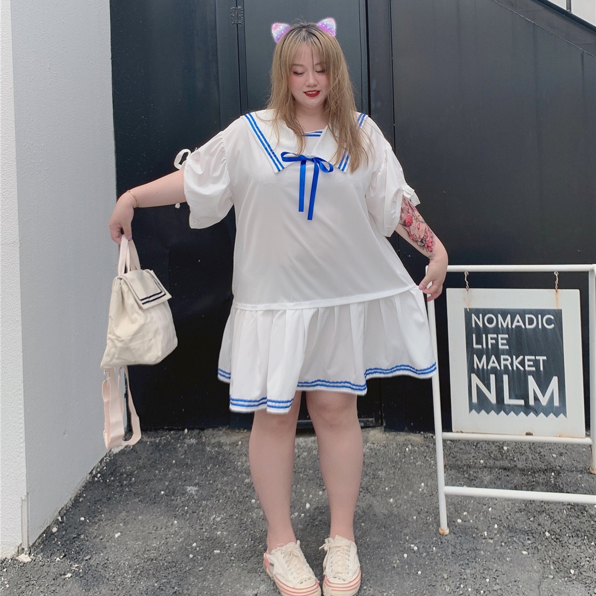 显瘦遮肚宽松JK连衣裙