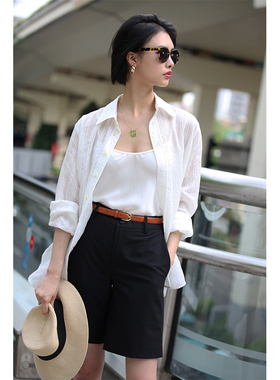 RookieCombo新职人 春夏通勤休闲百搭黑色西装短裤中裤