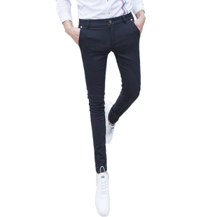 新款小脚裤男士休闲裤修身弹力加绒长裤子男2025秋冬发型师西裤男