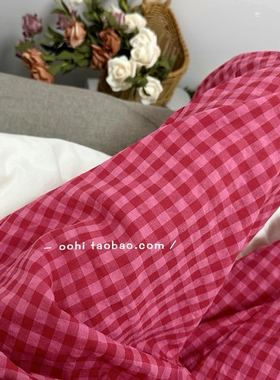 推荐!舒服吼穿的树莓色睡裤~透气格子软糯格子涤棉布长款居家裤女