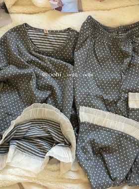 宝宝们快冲！宝藏睡衣被发现！复古波点睡裤超嗲荷叶边居家服套装
