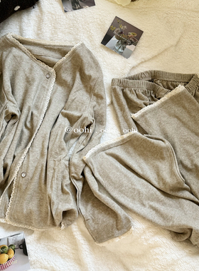 我的居家软糯睡裤～毛巾绒甜美宽松透气花边睡衣家居服套装女