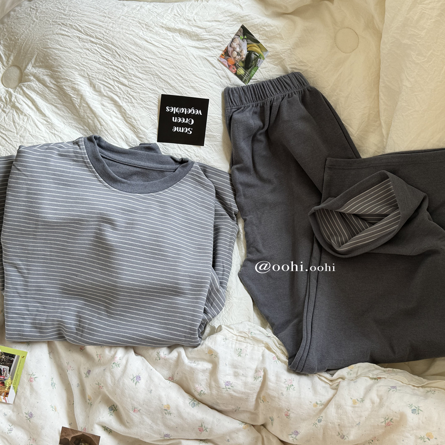 秋冬摆烂松弛条纹家居服!宽松舒服柔软圆领磨毛睡衣保暖睡裤套装