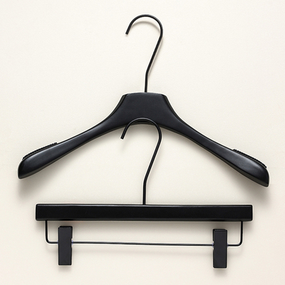 衣架服装店女装实木衣挂烤漆哑黑色防滑儿童高档衣撑裤架定制LOGO