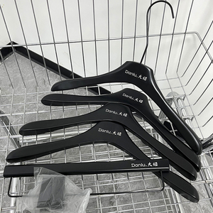 衣架服装店实木烤漆哑黑色女装衣撑防滑高档衣挂儿童裤架定制LOGO