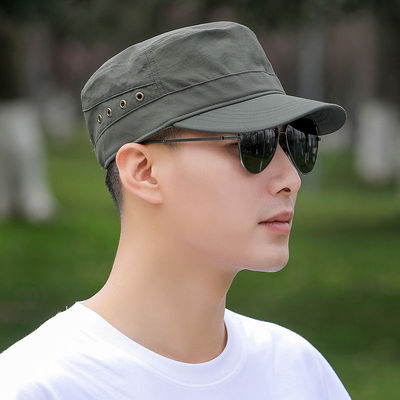 速干帽子男款春夏防晒平顶帽男士中年遮阳透气保暖短檐帽薄款夏季