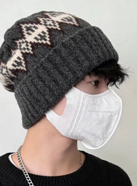 毛线帽男冬季帽子男士秋冬针织帽