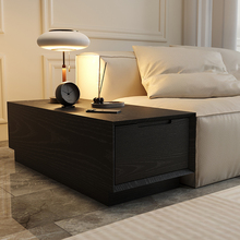 侘寂风轻奢沙发边几全实木茶几边柜储物柜客厅简约黑色扶手柜