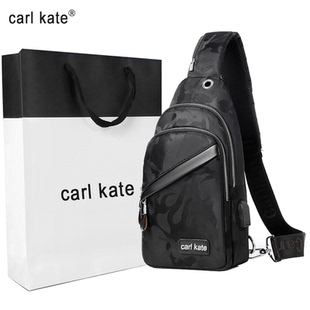 carlkate胸包男大容量防水牛津布斜挎包休闲单肩包挂包2023新款潮