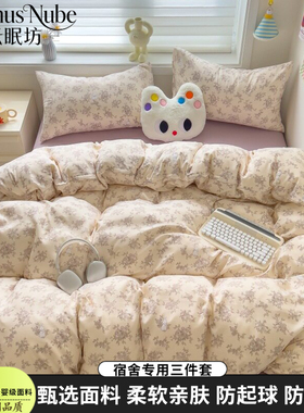 A类母婴级ins小清新纯棉磨毛四件套亲肤床单水洗棉被套宿舍三件套