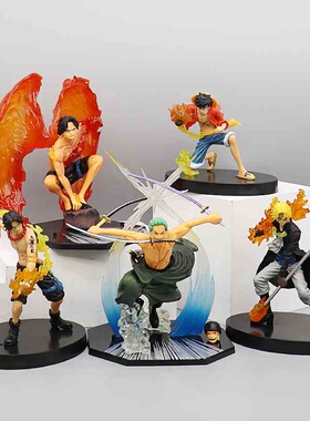 动漫航海贼王火拳路飞鬼斩索隆艾斯萨博手办模型周边摆件一件代发