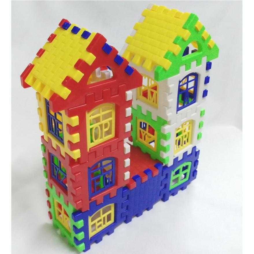 363儿童趣味启蒙方块塑料拼插积木 房子组拼装幼儿园早教玩具