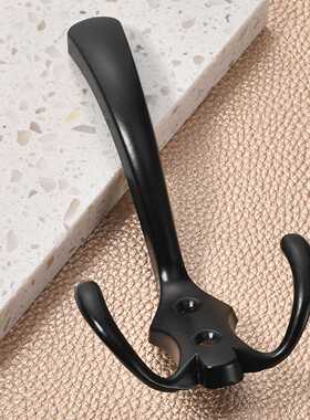 现代简约黑色浴室卫生间锌合金衣帽钩客厅门后单钩挂衣钩双钩