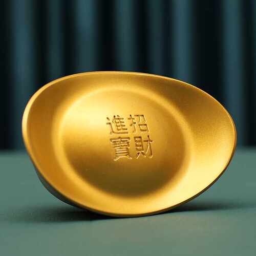 工厂仿真铜元宝铜金条道具客厅聚宝盆元宝装饰金属工艺品摆件