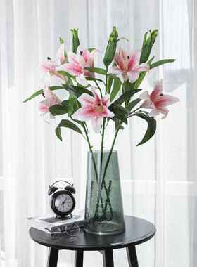 厂家 胶片香水百合手感婚庆工艺品假花仿真花家居装饰MW31579