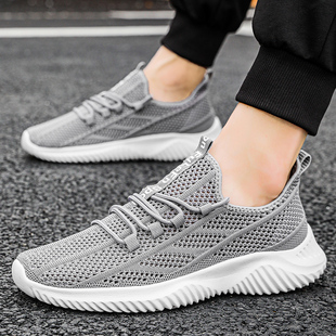 网眼男鞋新款夏季透气休闲防臭运动网鞋轻便软底一脚蹬镂空跑步鞋