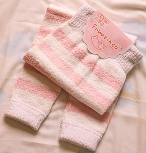 日单 冬季加厚 毛绒睡眠保暖裤高腰 女士家居 软绵绵甜美条纹睡裤