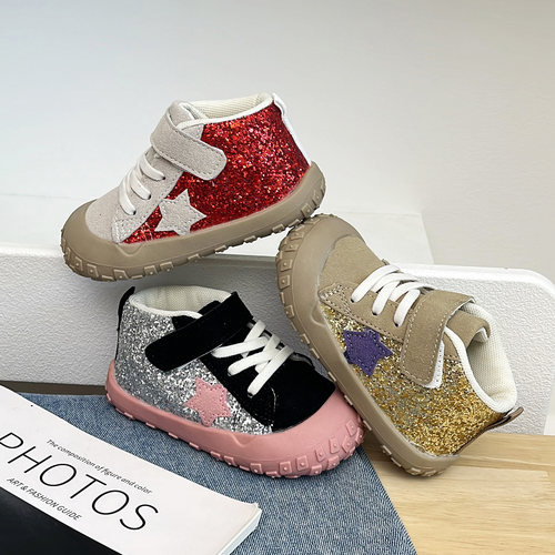 2025高帮星星亮片男女童鞋