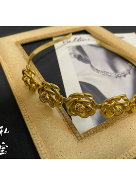 包邮 1658 复古Vintage巴洛克Z家立体金属做旧花朵重工发饰发箍