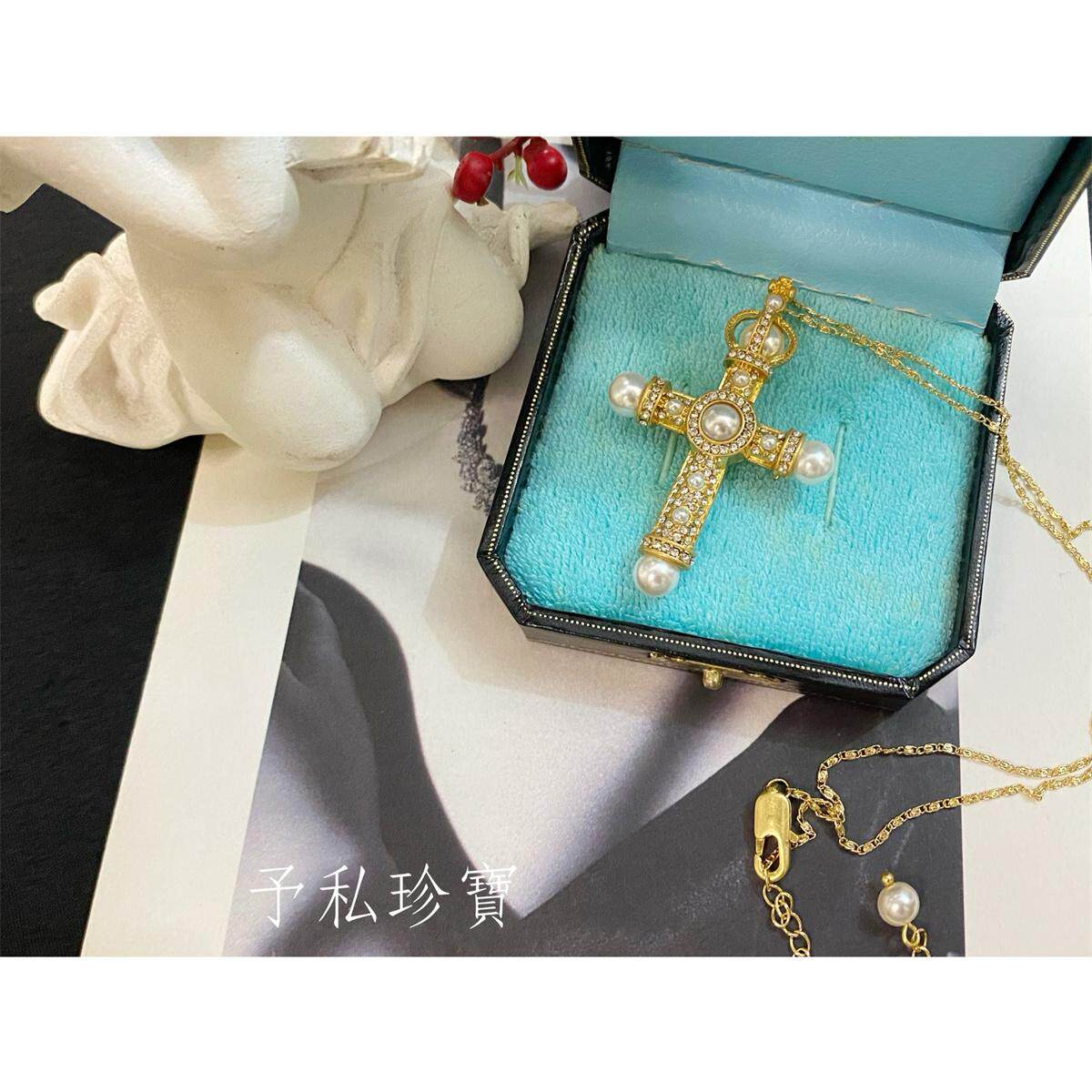 中古Vintage十字架珍珠项链