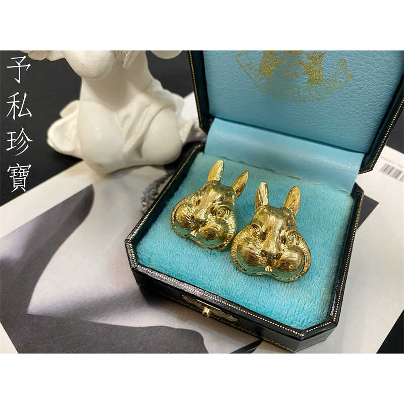 满50包邮 1808 复古Vintage欧美巴洛克夸张做旧兔子头像银针耳钉