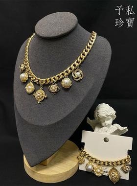 项链手链套装重工珍珠吊坠中古
