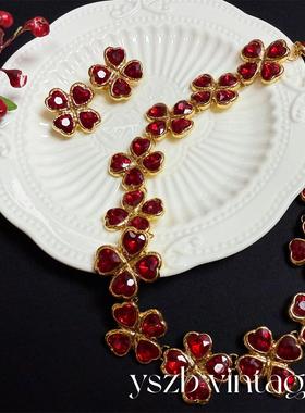 四叶草复古宫廷风耳钉耳夹项链