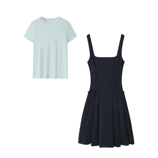 T恤背带裙子两件套装 休闲百搭针织短袖 2417 穿搭一整套女新款 夏季