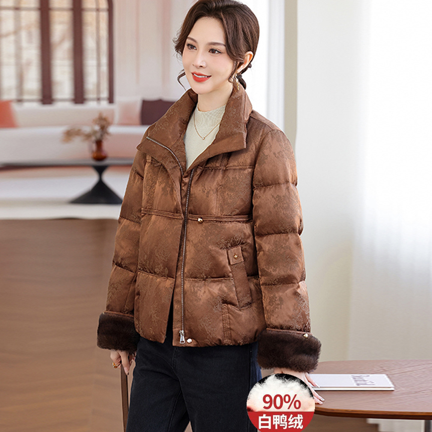 新中式妈妈羽绒服高级感国风冬装外套中老年女装秋冬加厚唐装棉袄,女装/女士精品,中老年女装,淘宝优惠券,粉丝福利购,淘宝优惠卷