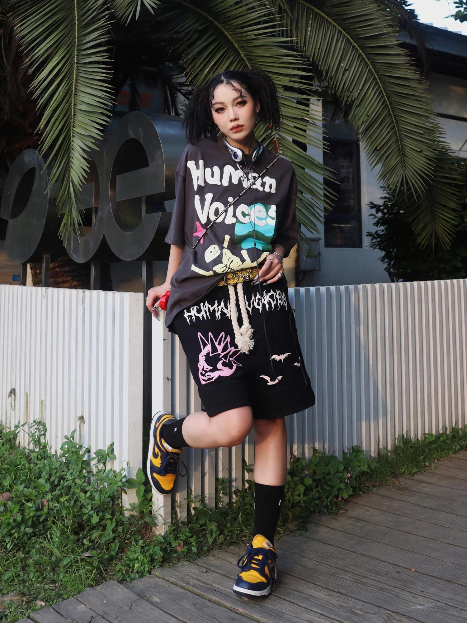 原创朋克骷髅美式休闲短裤