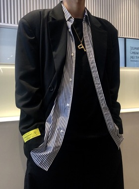 [Human Voices]暗黑痞帅垫肩西装外套男女休闲Address unknown