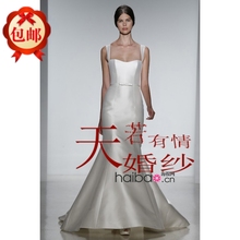 欧美明星同款礼服裙鱼尾小拖尾婚纱缎面晚礼服长款白色晚装吊带型