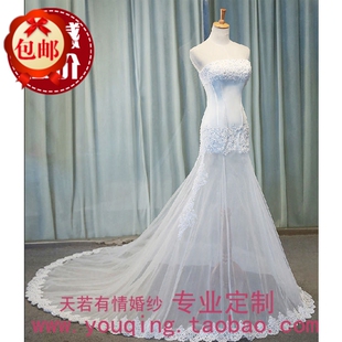 鱼尾大拖尾2017抹胸拖尾新款绑带婚纱礼服宫廷白色纱裙长款裙