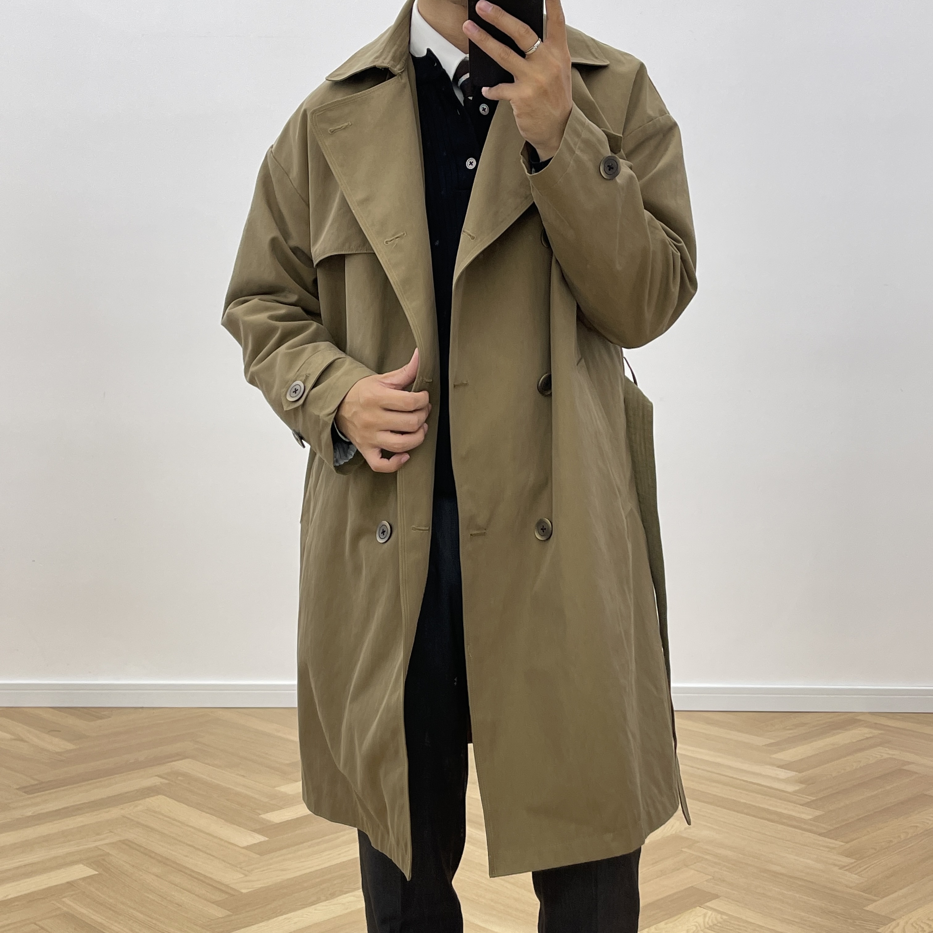 沐诚阳译宽松中长秋冬风衣