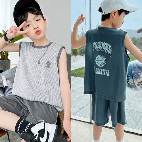 儿童背心套装夏透气速干篮球服薄