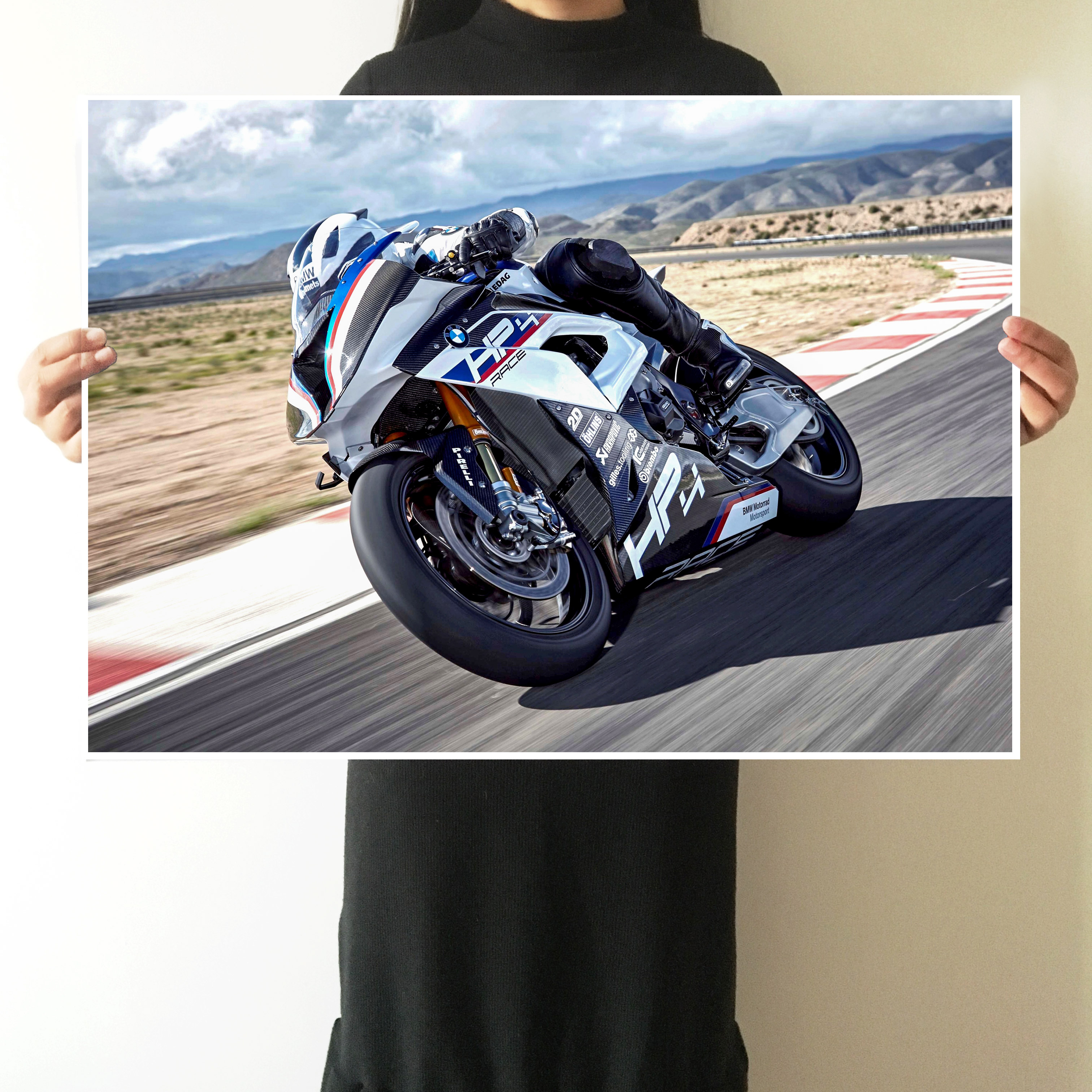 宝马机车贴纸摩托车海报公路赛车挂画酒吧装饰画咖啡厅卧室墙贴画