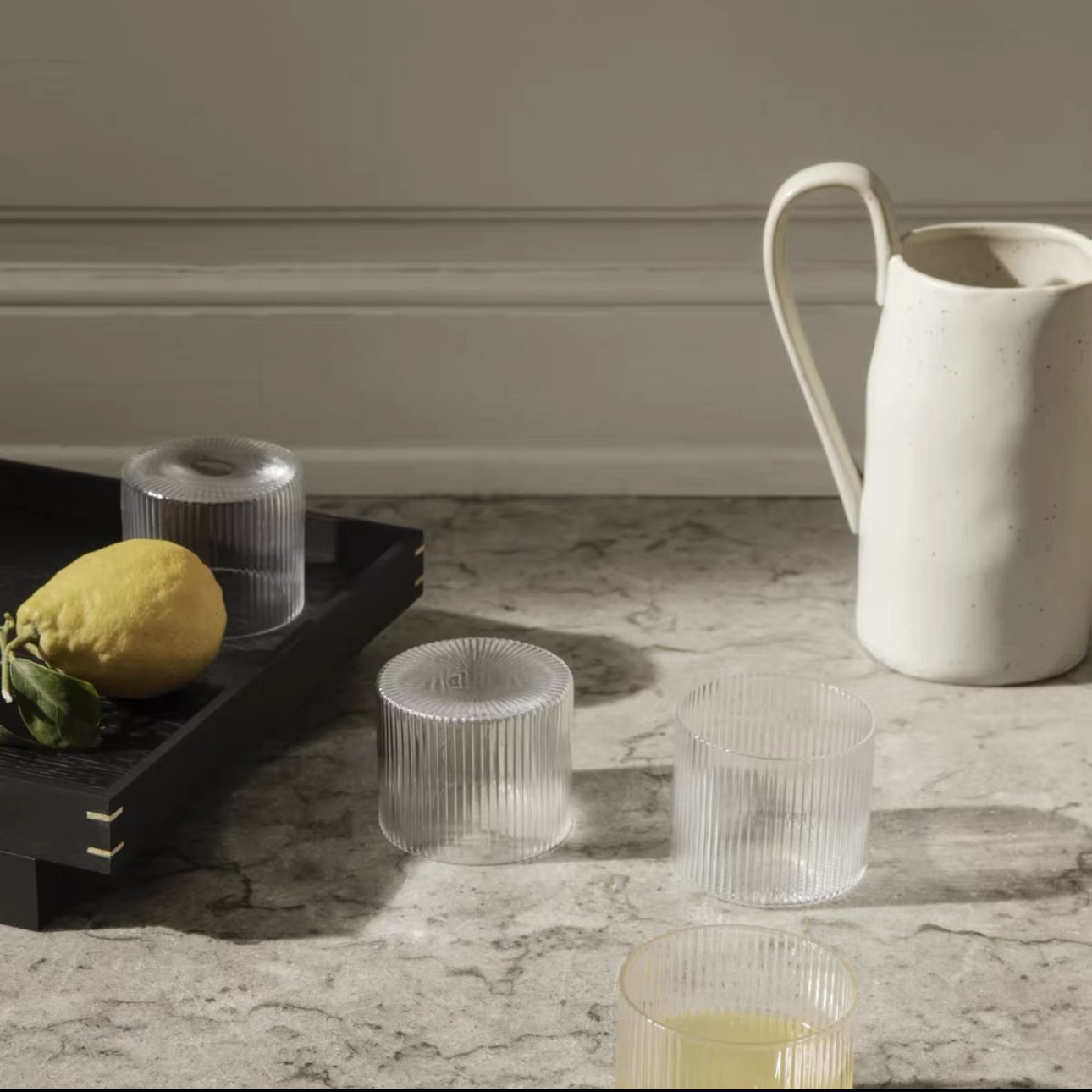 F丹麦水壶带耳单耳釉面陶瓷花瓶复古侘寂风北欧风