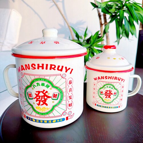 可爱搪瓷马克杯 手握杯 宝宝牛奶杯 刷牙杯 便携式喝水杯子
