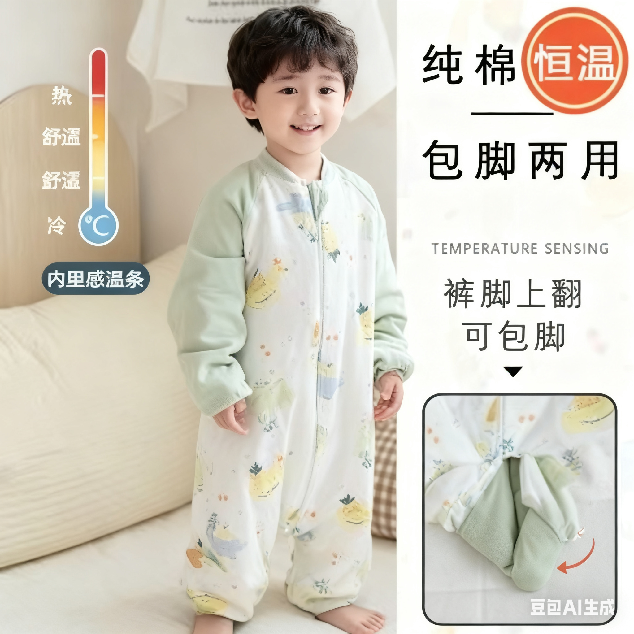 婴幼儿纯棉恒温加厚分腿睡袋儿童秋冬防踢被宝宝连体衣婴儿睡袋,婴童用品,睡袋/防踢被,淘宝优惠券,粉丝福利购,淘宝优惠卷